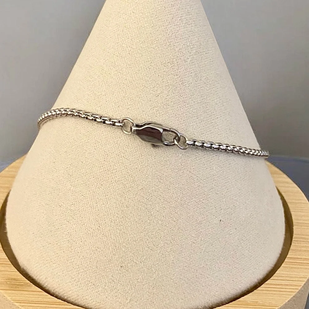 Stainless Steel box chain 8 inch 2mm width bracelet - Silver